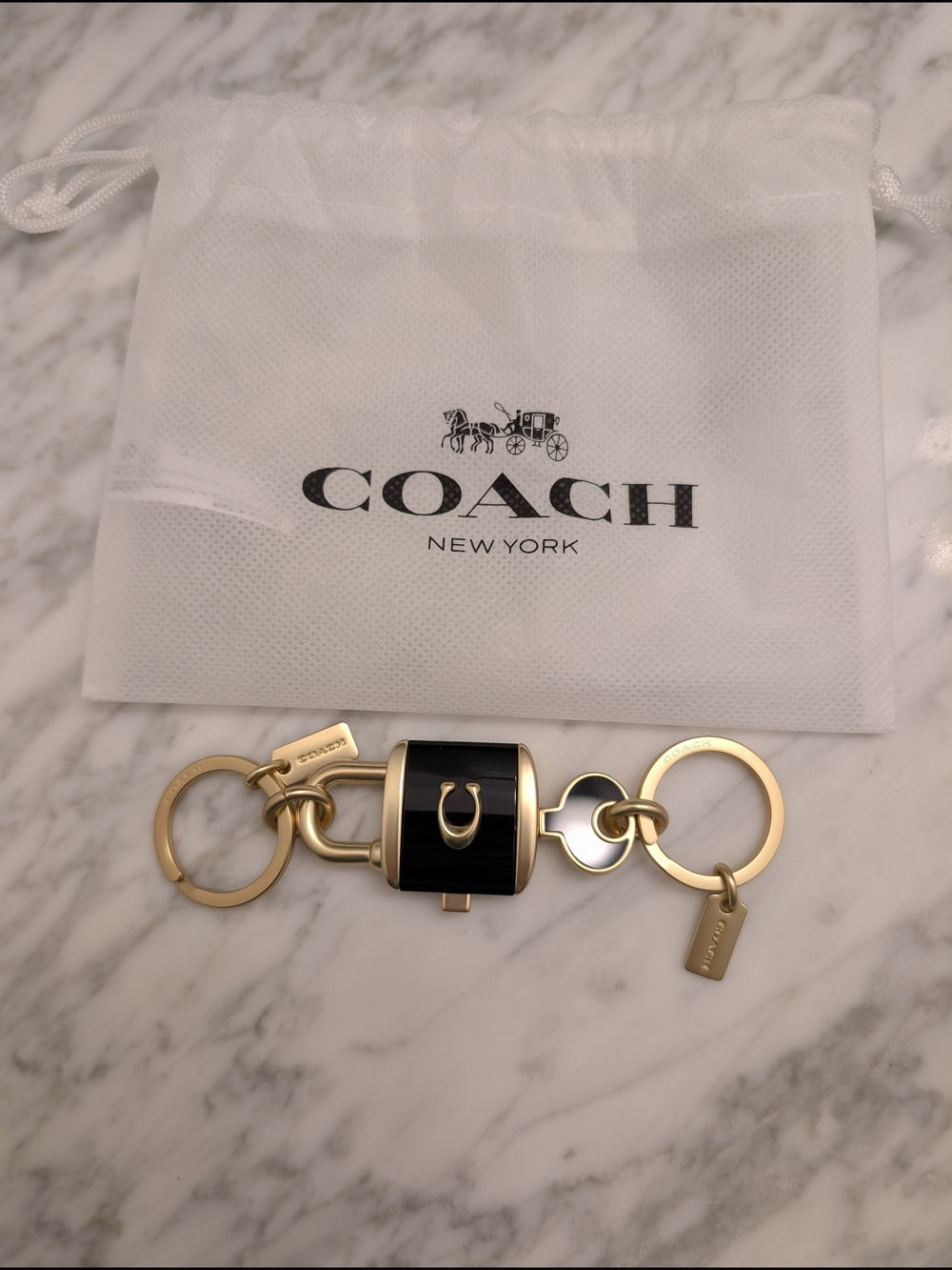 Coach Black and Gold Lock and Key with Charms